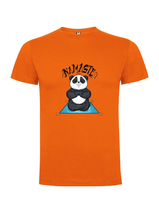 iLovePrints Panda Padmasana Pose T-shirt Orange