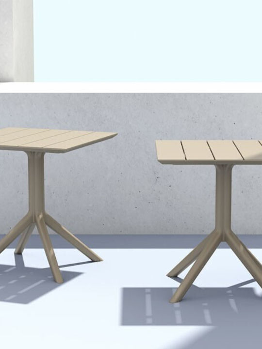 Paris Outdoor Dinner Free Standing Polypropylene Table Taupe 70x70x74cm