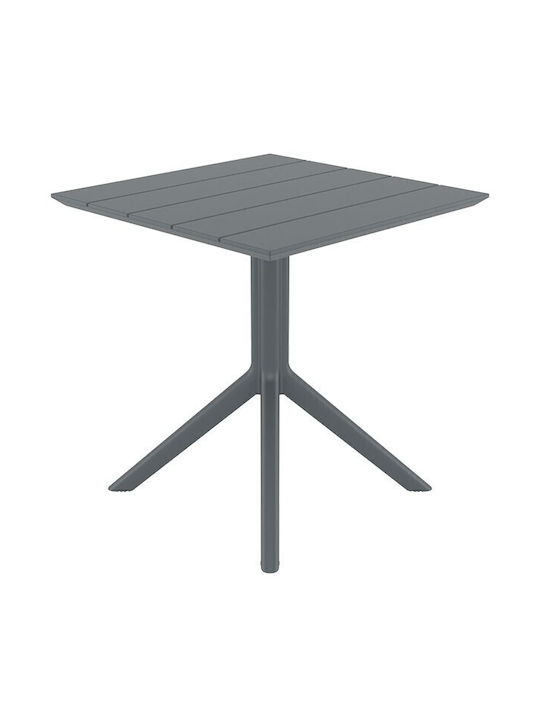 Paris Outdoor Dinner Free Standing Polypropylene Table Dark Grey 70x70x74cm