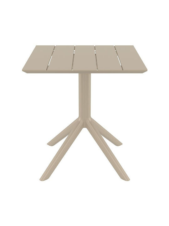 Paris Outdoor Dinner Free Standing Polypropylene Table Taupe 70x70x74cm