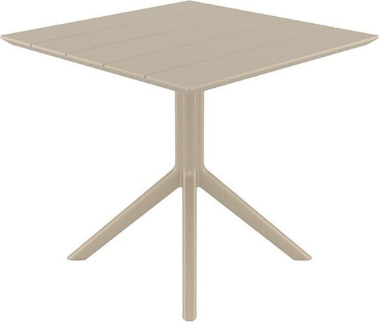 Paris Outdoor Dinner Free Standing Polypropylene Table Taupe 80x80x74cm