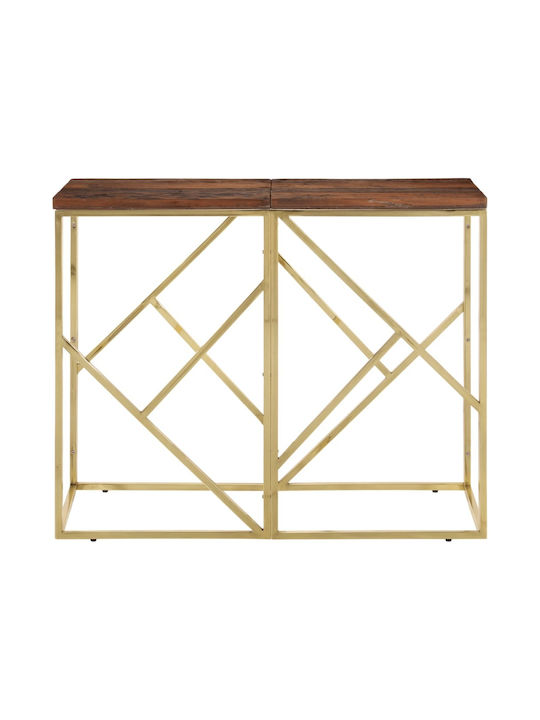 Console Table of Solid Wood & Metal Gold L90xW40xH70cm