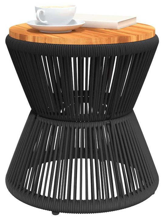 Auxiliary Table for Small Outdoor Spaces Made of Acacia with Metal Frame Solid Acacia 45x45x44cm