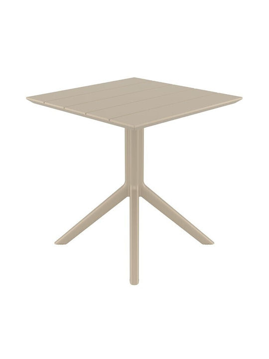 Paris Outdoor Dinner Free Standing Polypropylene Table Taupe 70x70x74cm