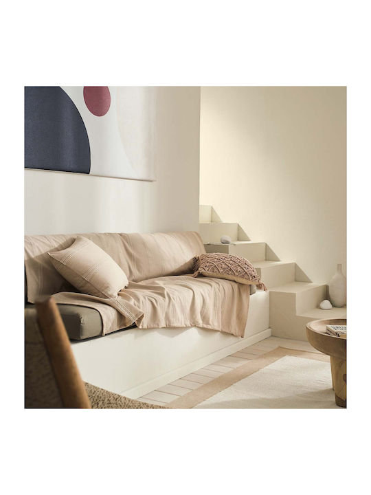 Gofis Home Rathma Sofa Throws 2 Seater Jacquard 180x250cm Wet Sand Beige 375