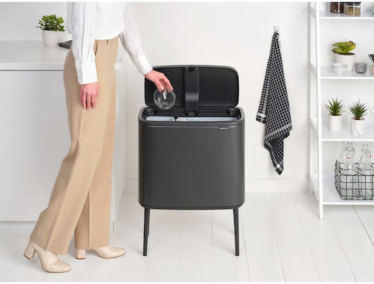 Brabantia Κάδος Bo Touch Ανακύκλωσης Πλαστικός Push Γκρι 34lt