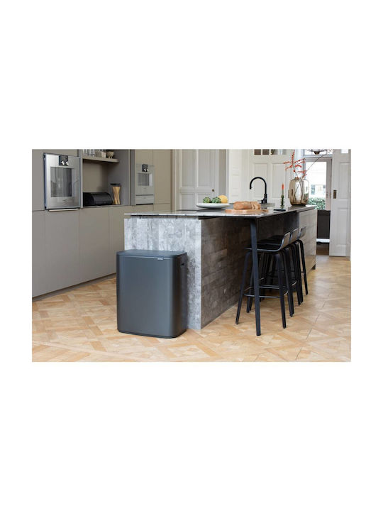 Brabantia Bo Touch Waste Bin Plastic Push Grey 60L