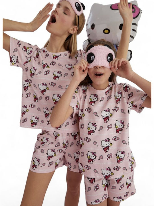 Siyah Inci Kids Pyjamas Summer Cotton Pink