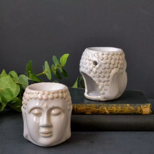 Αρωματιστής Λευκός Σχέδιο Βούδας Oil & Wax Burner Buddha 8,5cm