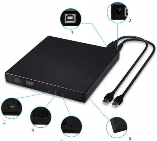 Zenwire External DVD/CD Recorder for Desktop / Laptop Black