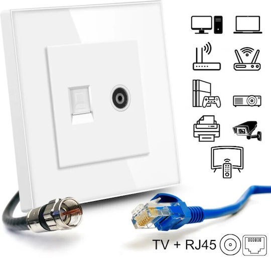Priză Dublă De Rețea RJ45 Cu Cadru Tip Cat6 În Culoare Albă