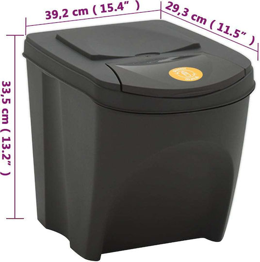 vidaXL Plastic Waste Bin 75lt Gray
