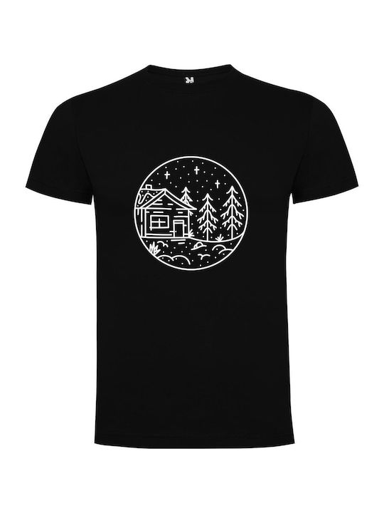 iLovePrints Woodland Home Sketch T-shirt Black