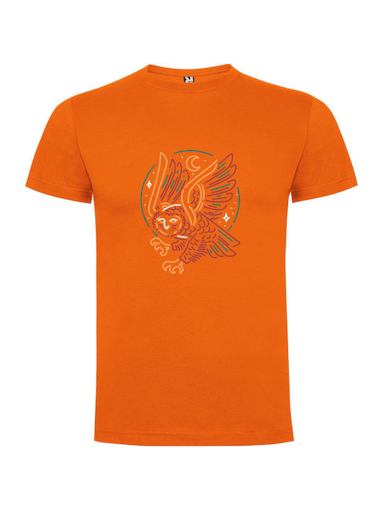 iLovePrints Starlit Owl T-shirt Orange