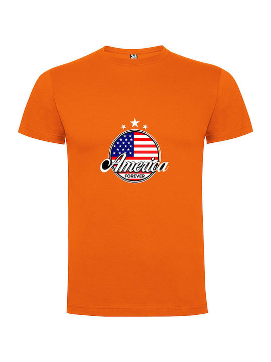 iLovePrints Iconic Americana Art T-shirt Orange