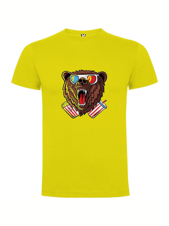 iLovePrints Popcorn-popping Bear T-shirt Yellow