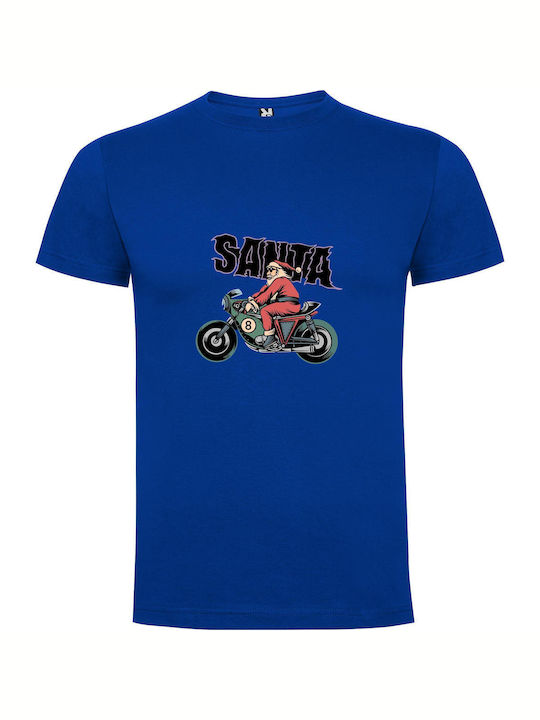 iLovePrints Santa's Iron Ride T-shirt Blue