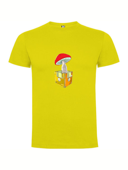 iLovePrints Trippy Mushroom Cap T-shirt Yellow