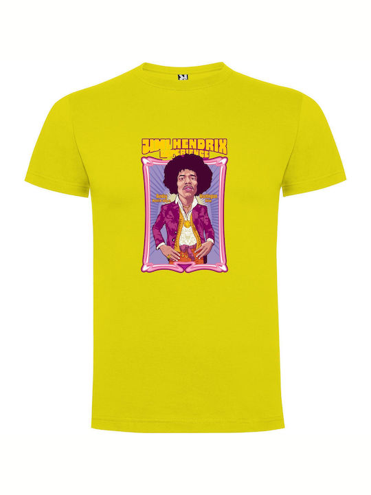 iLovePrints Psychedelic Hendrix: Body Shot T-shirt Yellow