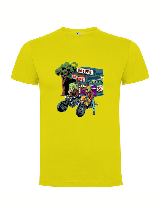 iLovePrints Zombie Cafe Racer Duo T-shirt Gelb