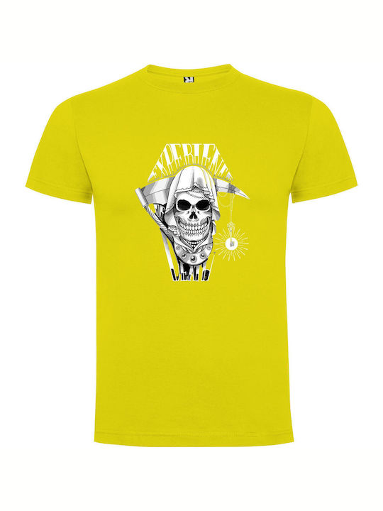 iLovePrints Black Hat Skull Design T-shirt Κίτρινο