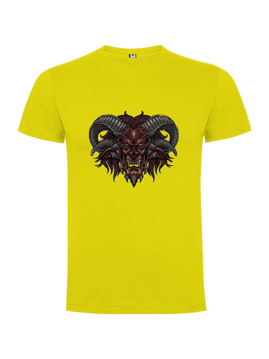 iLovePrints Devil's Intricate Portrait T-shirt Yellow