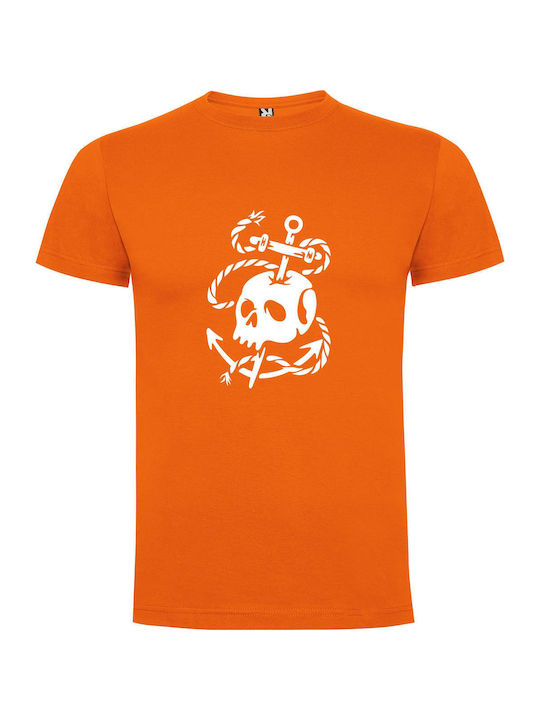 iLovePrints Mcbess Pirate Emblem T-shirt Orange