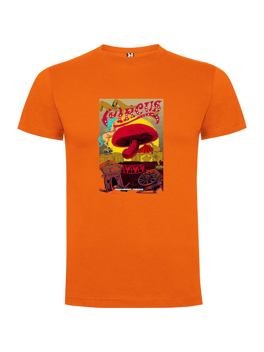 iLovePrints Mushroom Circus Extravaganza T-shirt Orange