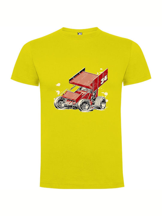 iLovePrints Crimson Speedster Illustration T-shirt Yellow