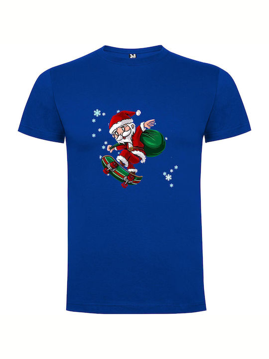 iLovePrints Skateboard Santa Claus! T-shirt Blau