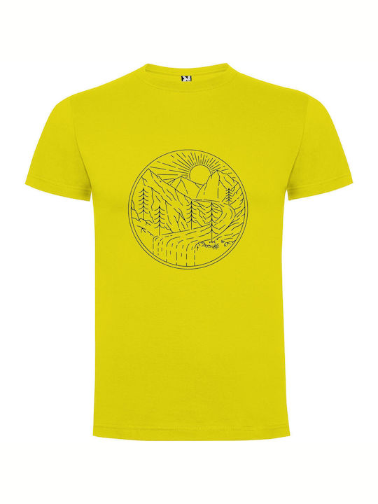 iLovePrints Mountain Monochrome Marvel T-shirt Yellow