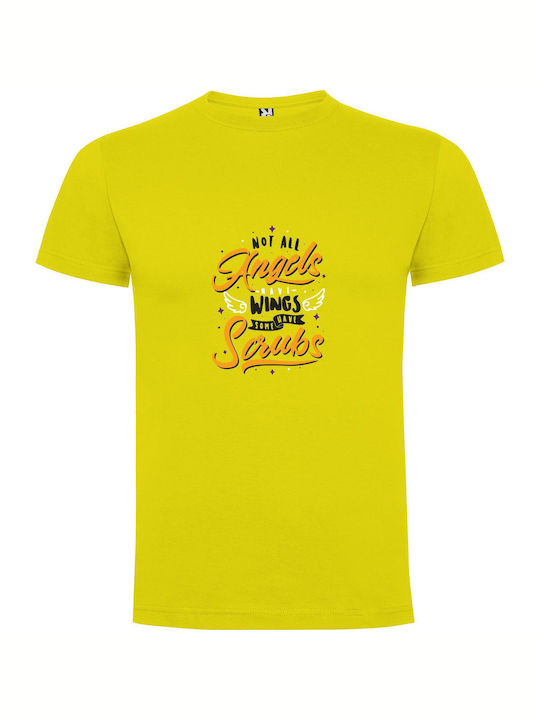 iLovePrints Inked Angel Scrolls T-shirt Yellow