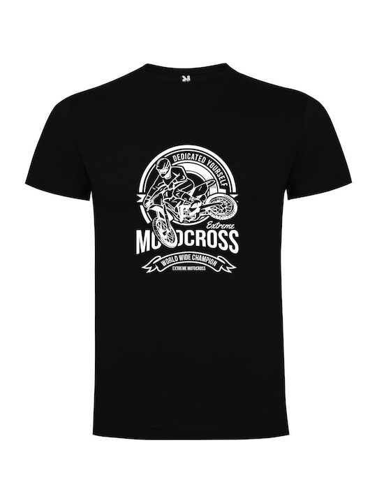 iLovePrints Intense Motocross Monochrome T-shirt Black