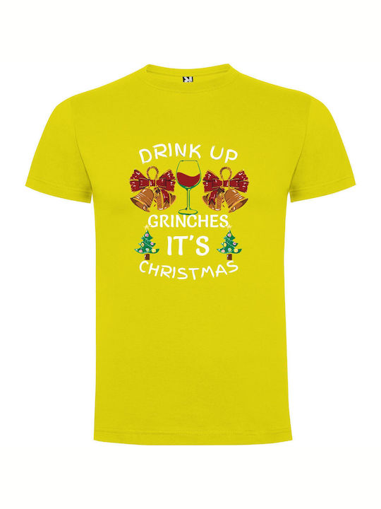 iLovePrints Merry Grinchmas Sips T-shirt Yellow