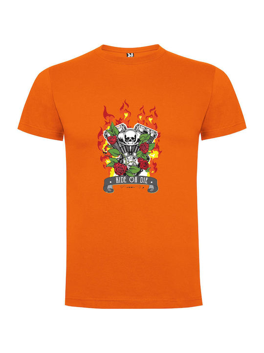 iLovePrints Roses & Bones Ride T-shirt Orange