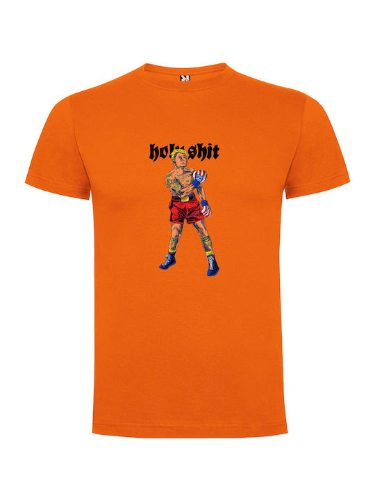 iLovePrints Tennis Racquets And Heroes T-shirt Orange