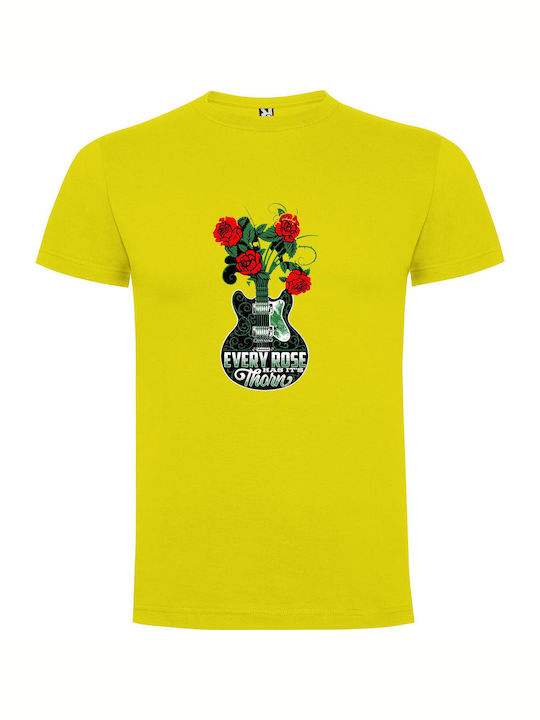 iLovePrints Thorny Guitar Serenade T-shirt Yellow