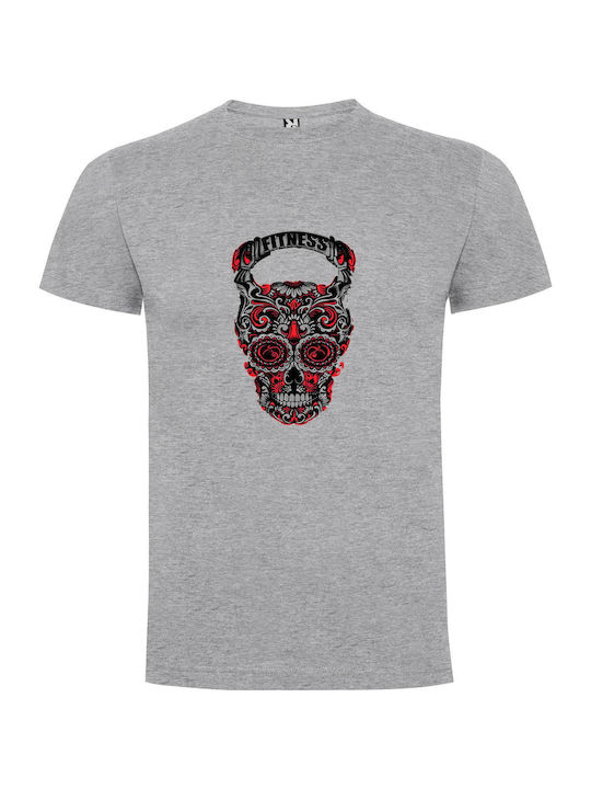 iLovePrints Infernal Crowned Sugar Skull T-shirt Gray