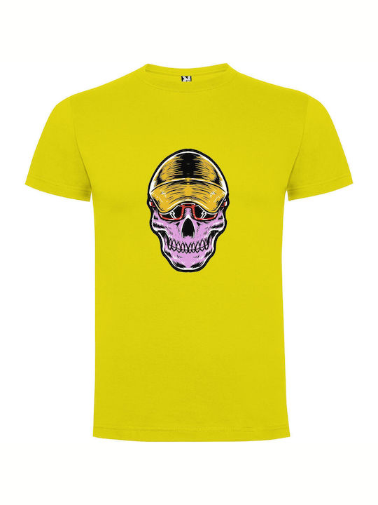 iLovePrints Skull Couture Tricou Galben