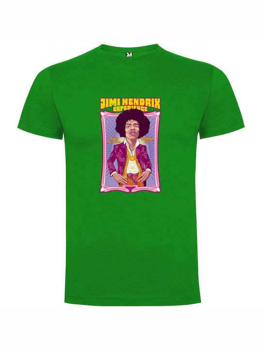 iLovePrints Psychedelic Hendrix: Body Shot T-shirt Green