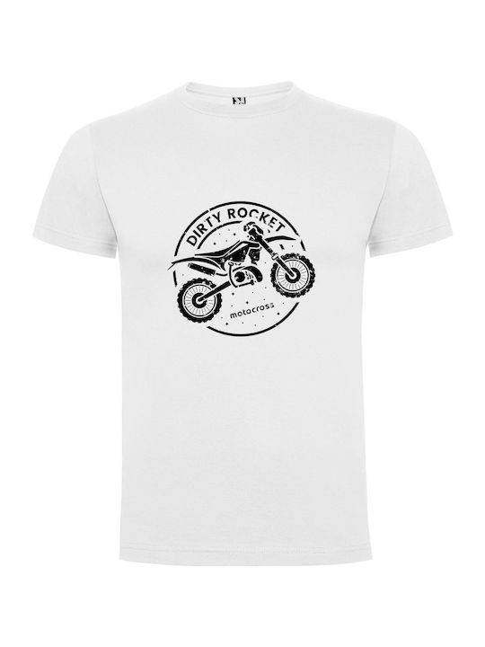 iLovePrints Dirty Moto Rocket T-shirt White