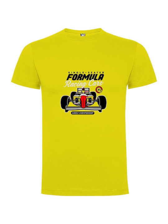 iLovePrints Red Hot Racing Machine Tricou Galben