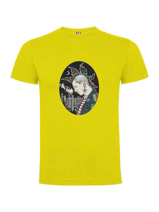 iLovePrints Smogpunk Portraits T-shirt Yellow