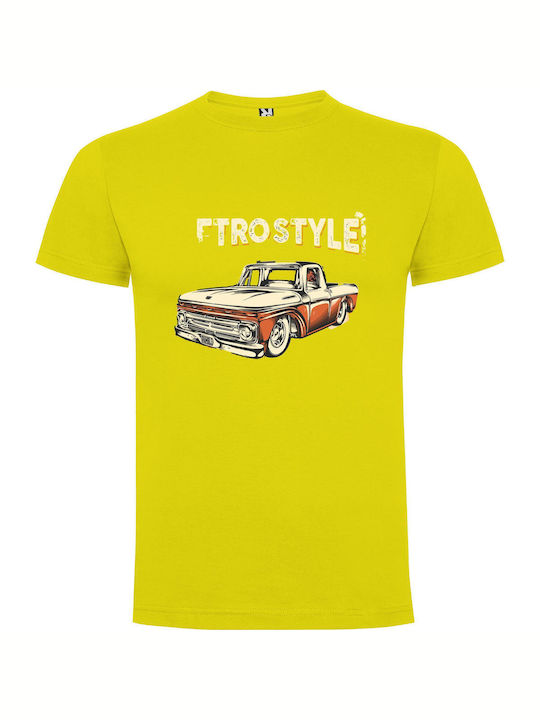 iLovePrints Hyper Retro Vintage Poster T-shirt Yellow