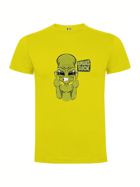 iLovePrints Galactic Anti-human Movement T-shirt Yellow