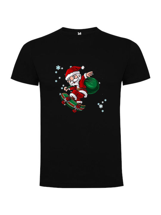 iLovePrints Skateboard Santa Claus! T-shirt Schwarz