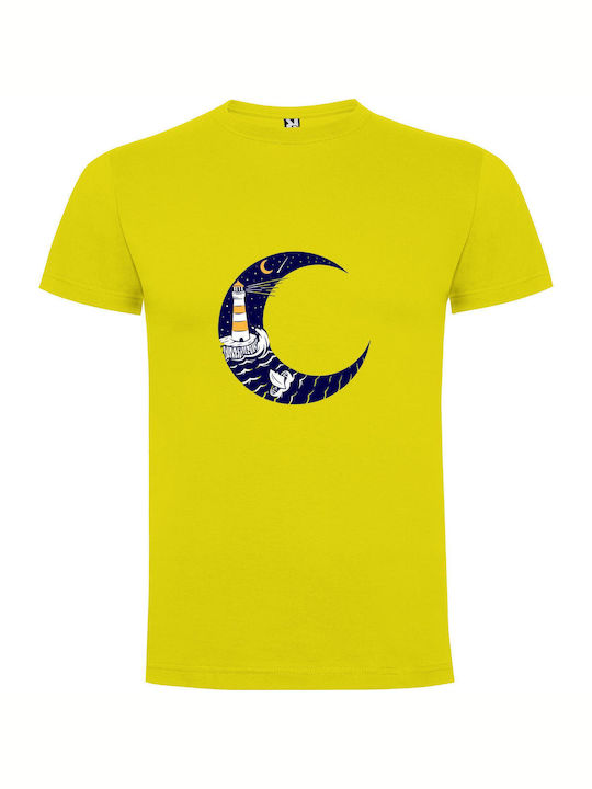 iLovePrints Lunar Beacon Logo Design T-shirt Κίτρινο