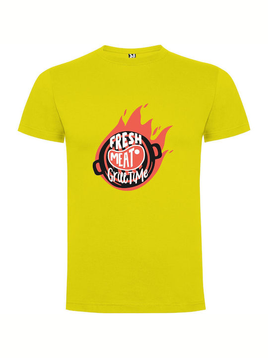 iLovePrints Sizzling Steak Scene T-shirt Yellow