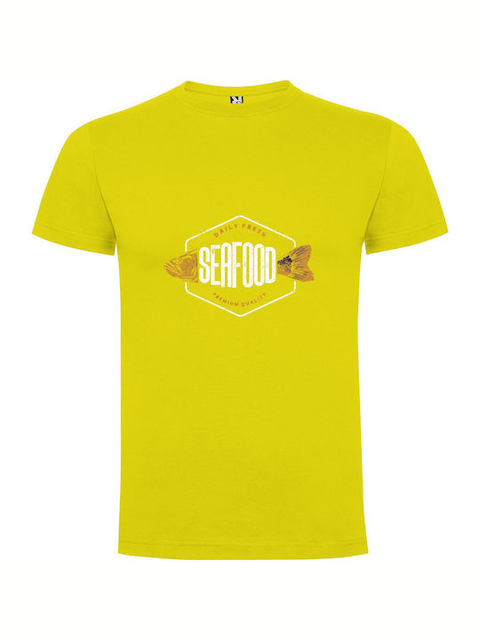 iLovePrints Splash Of Seafood Elegance T-shirt Κίτρινο