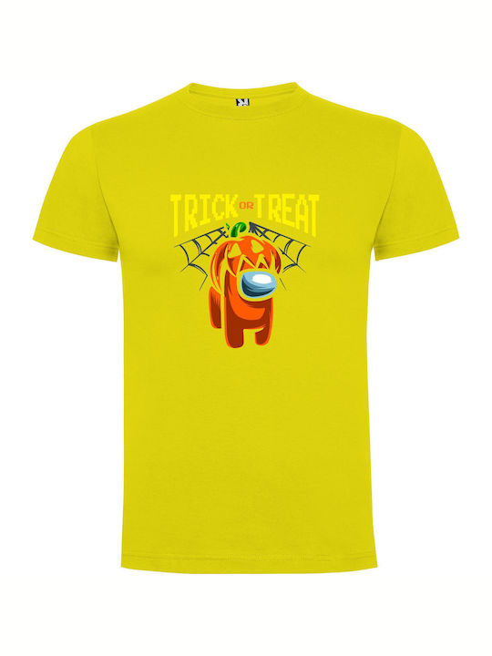 iLovePrints Magnified Halloween Tricks T-shirt Κίτρινο